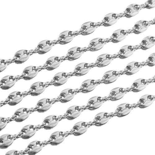 Rozsdamentes acélból készült ékszerek Chain, 304 rozsdamentes acél, DIY, több színt a választás, 8x5mm, 1m/Bag, Által értékesített Bag