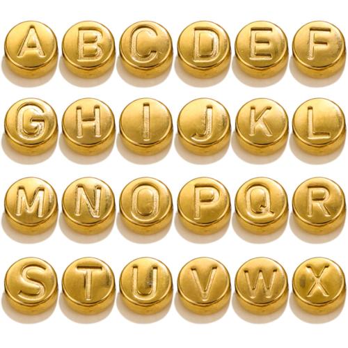 Stainless Steel Beads 304 Stainless Steel Flat Round Vacuum Ion Plating letters are from A to Z & DIY 7mm Approx 1mm Sold By Bag