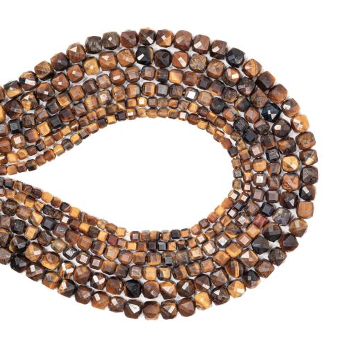 Tiger Eye Beads, Square, du kan DIY & forskellig størrelse for valg, gul, Solgt Per Ca. 38 cm Strand