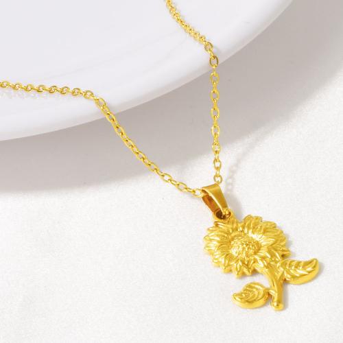 Edelstahl Schmuck Halskette, 304 Edelstahl, Sonnenblume, plattiert, für Frau, keine, verkauft von PC