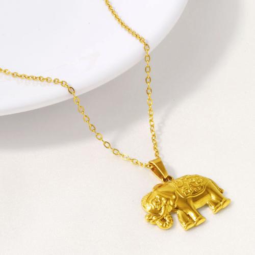 Stainless Steel Jewelry Necklace 304 Stainless Steel Elephant plated for woman Sold By PC