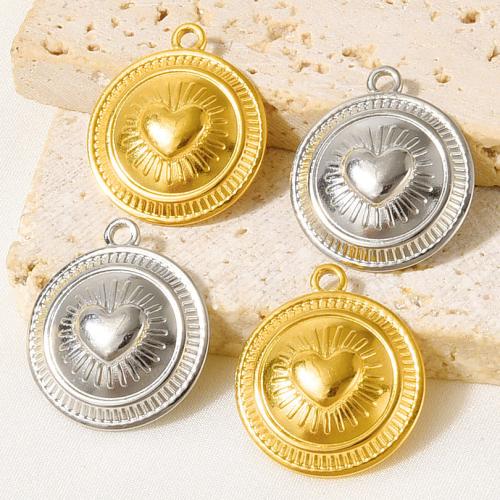 Stainless Steel Heart Pendants 304 Stainless Steel Round plated DIY Sold By Bag