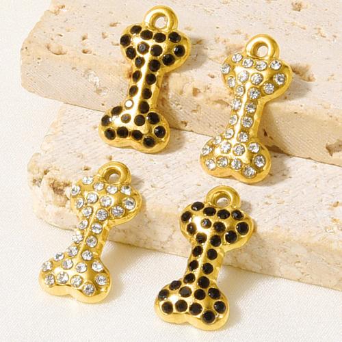 Stainless Steel Pendants 304 Stainless Steel Dog Bone plated DIY & with rhinestone Sold By Bag