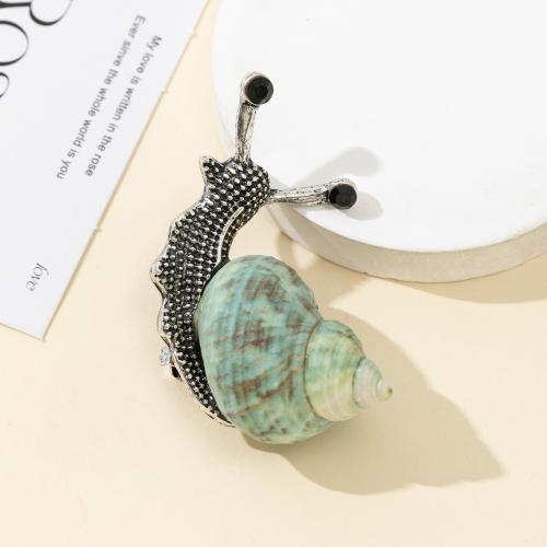 Shell Broche, Zinc Alloy, met Schelp, Slak, plated, mode sieraden, meer kleuren voor de keuze, nikkel, lood en cadmium vrij, 31x52mm, Verkocht door PC