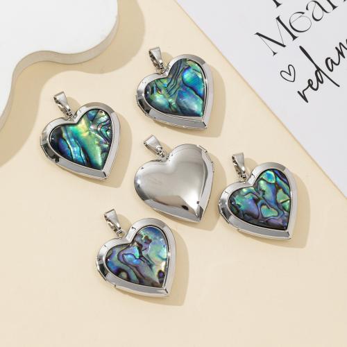 Naturlig Abalone Shell Pendler, Zinc Alloy, med Abalone Shell, Heart, forgyldt, du kan DIY, blandede farver, nikkel, bly & cadmium fri, 29x28mm, Solgt af PC