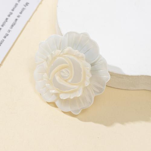 Shell Broche, White Shell, Bloem, mode sieraden, wit, 33x33mm, Verkocht door PC