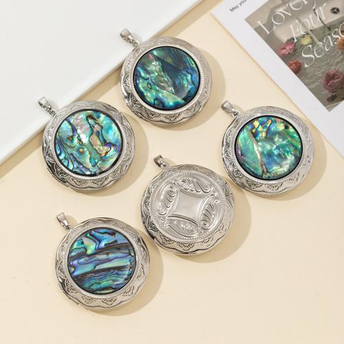 Naturlig Abalone Shell Pendler, Messing, med Abalone Shell, forgyldt, du kan DIY, blandede farver, nikkel, bly & cadmium fri, 45x45mm, Solgt af PC