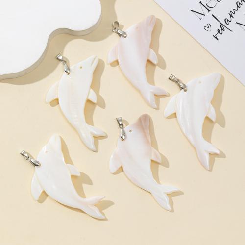 Shell Pendants Dolphin DIY white Sold By PC