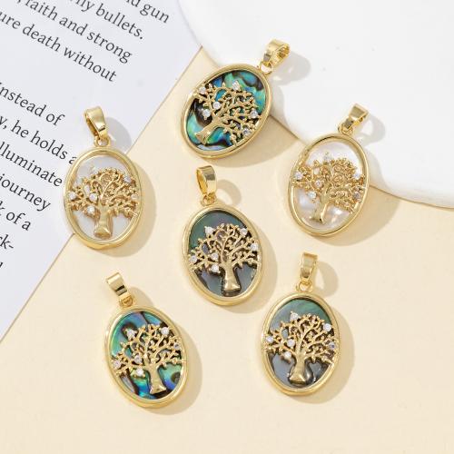 Shell Pendants Brass with Shell gold color plated DIY & with rhinestone nickel lead & cadmium free Sold By PC