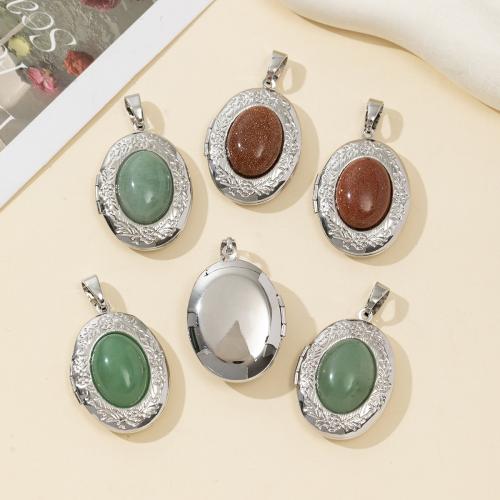 Gemstone Pendants Jewelry Brass with Natural Stone silver color plated DIY nickel lead & cadmium free Sold By PC