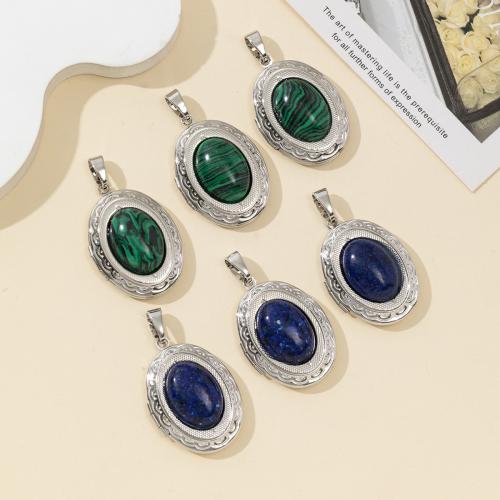 Gemstone Vedhæng Smykker, Zinc Alloy, med Natursten, sølvfarvet forgyldt, du kan DIY, flere farver til valg, nikkel, bly & cadmium fri, 24x30mm, Solgt af PC