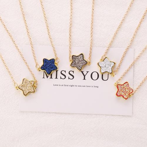 Stainless Steel Jewelry Necklace 304 Stainless Steel with Resin & Brass with 5cm extender chain gold color plated fashion jewelry & for woman Length 43 cm Sold By PC