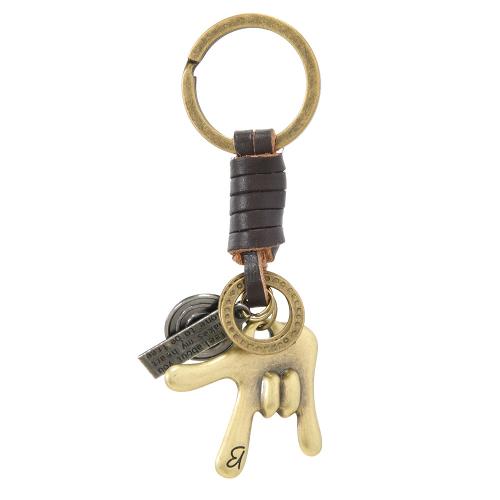 Bag Purse Charms Keyrings Keychains Full Grain Cowhide Leather with Iron & Zinc Alloy antique brass color plated multifunctional & DIY & Unisex Sold By PC