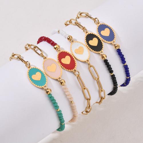 Pulseiras de pedras preciosas, Aço inoxidável 304, with Gemstone Sintético, para mulher, Mais cores pare escolha, vendido por PC