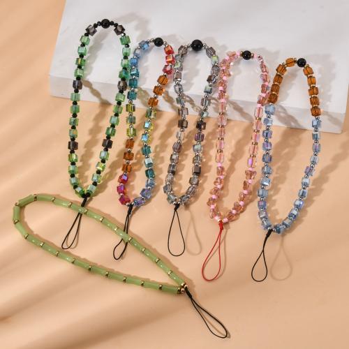 Mobile Phone Lanyard Glass with Nylon Cord Vacuum Ion Plating for woman Sold By PC