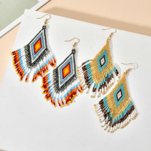 Seedbead Drop Earring, håndlavet, for kvinde, flere farver til valg, Solgt af par