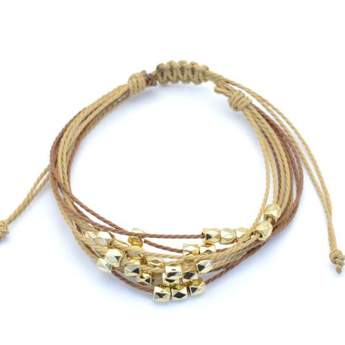 Zinc Alloy Bracelet with Wax Cord handmade Bohemian style & Unisex Length Approx 6.3-12.6 Inch Sold By PC