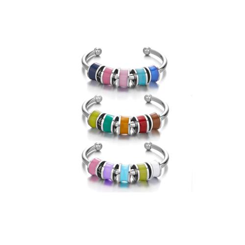 Acier inoxydable 304 Cuff Bague, unisexe & émail, plus de couleurs à choisir, Taille:6-8, Vendu par PC