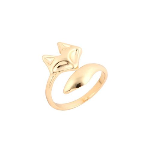 Zinc Alloy Cuff Finger Ring Fox gold color plated adjustable & for woman US Ring Sold By PC