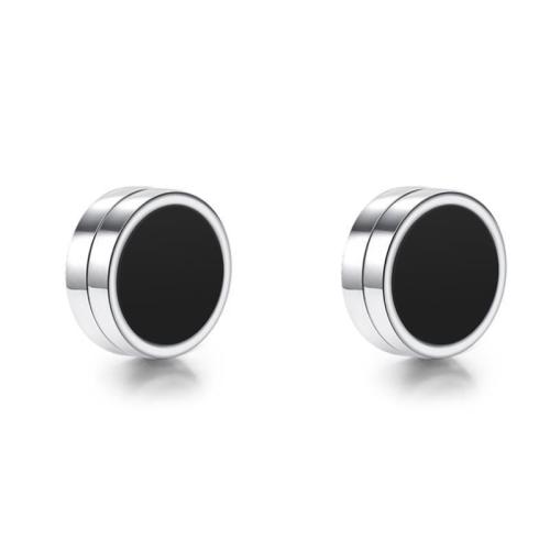 Brass Magnetic Stud Earring Round plated Unisex 8mm Sold By PC