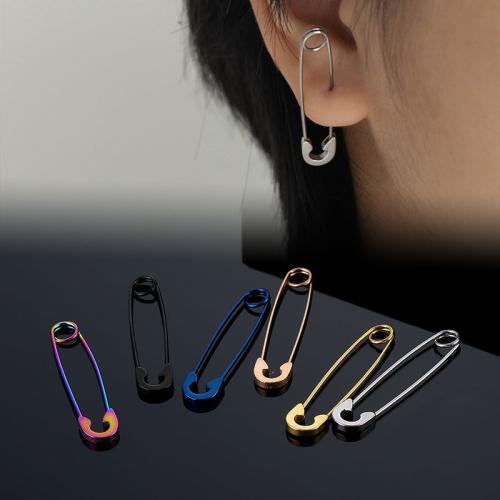 304 Stainless Steel Piercing Earring Paper Clip plated Unisex 38.60mm Sold By PC