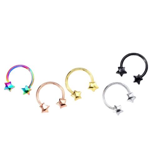 304 Stainless Steel Nose Piercing Jewelry Star plated for woman 10mm Sold By PC