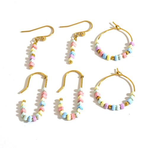 Natural Gemstone Earrings 304 Stainless Steel with Gemstone Vacuum Ion Plating fashion jewelry & for woman Sold By Pair