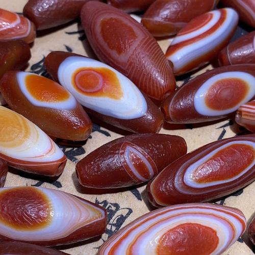 Naturlige tibetanske Agate Dzi Beads, du kan DIY, rød, 15x40mm, Solgt af PC