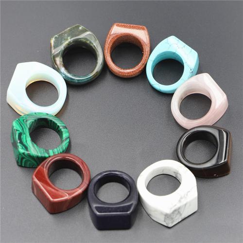 Gemstone Finger Ring, Pedra natural, materiais diferentes para a escolha & unissex, Mais cores pare escolha, Inner diameter about:19-20mm,Width:32-34mm,thickness:18mm, vendido por PC