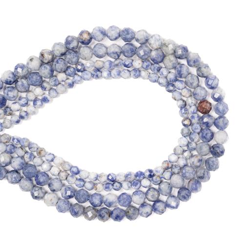 Mėlyna Vietovių akmens karoliukai, Blue Speckle Stone, Pasidaryk pats & skirtingo dydžio pasirinkimo & briaunotas, mėlynas, Parduota už Apytiksliai 38 cm Strand