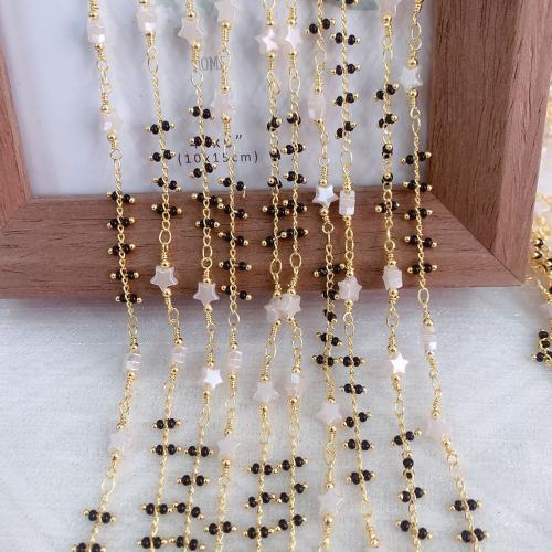 Decorative Beaded Chain Brass with Seedbead Star gold color plated DIY mixed colors nickel lead & cadmium free Sold By Bag