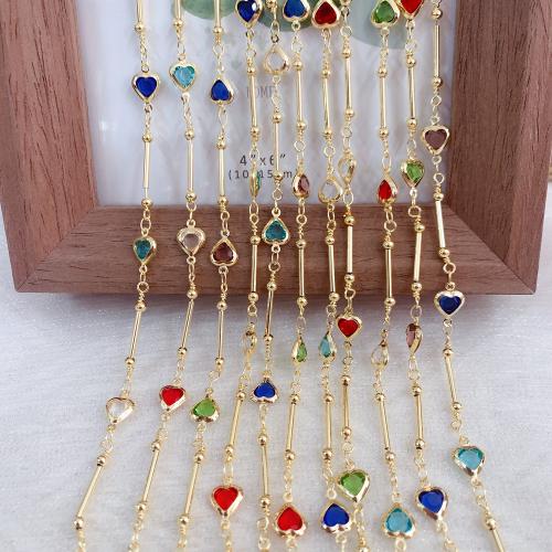 Decorative Beaded Chain Brass Heart gold color plated DIY & epoxy gel mixed colors nickel lead & cadmium free Sold By Bag