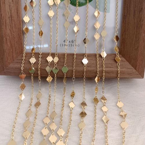 Brass Necklace Chain Rhombus gold color plated DIY nickel lead & cadmium free Sold By Bag