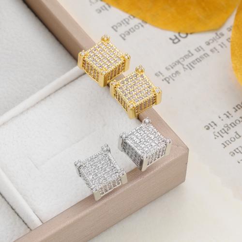 Cubic Zirconia Micro Pave Latão Brinco, cobre, banhado, joias de moda & micro pavimento em zircônia cúbica, Mais cores pare escolha, níquel, chumbo e cádmio livre, vendido por par