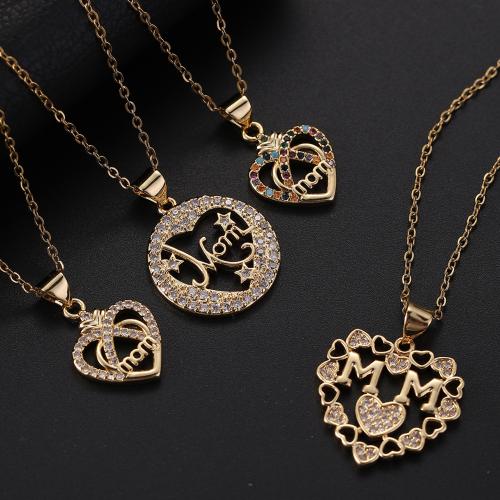 Cubic Zircon Micro Pave Brass Necklace with 6cm extender chain gold color plated fashion jewelry & micro pave cubic zirconia golden nickel lead & cadmium free Length 40 cm Sold By PC