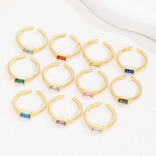 Kubieke Circonia Micro Pave Brass Ring, Messing, gold plated, mode sieraden & micro pave zirconia, meer kleuren voor de keuze, nikkel, lood en cadmium vrij, Verkocht door PC