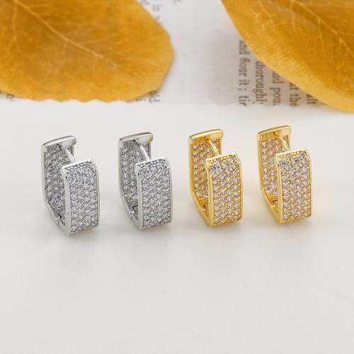 Terningformet Zirkon Micro Pave Messing Øreringe, forgyldt, mode smykker & Micro Pave cubic zirconia, flere farver til valg, nikkel, bly & cadmium fri, Solgt af par