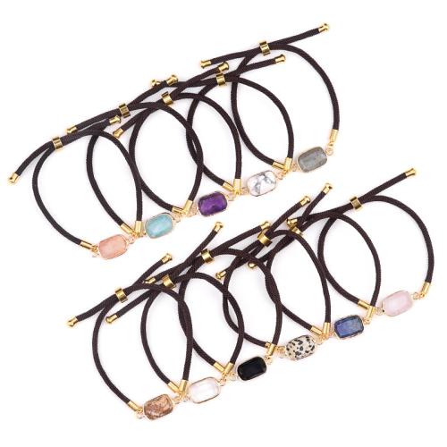 Bracelets de pierres précieuses, Nylon polypropylène, avec Pierre naturelle & laiton, bijoux de mode, plus de couleurs à choisir, Vendu par PC