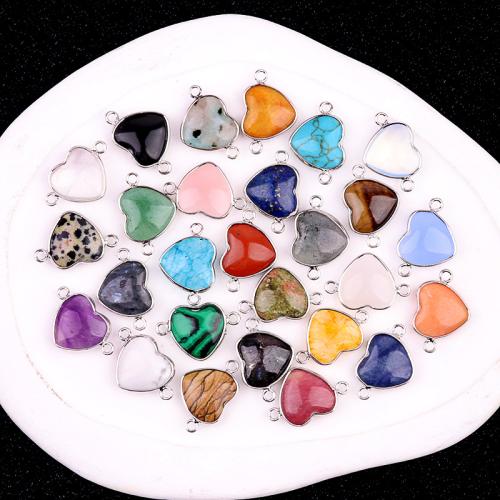 Gemstone Connector Natural Stone with Zinc Alloy Heart DIY Sold By PC