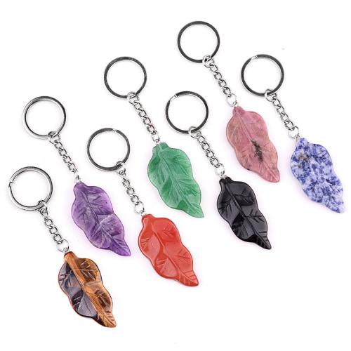 Bag Purse Charms Keyrings Keychains Natural Stone with Zinc Alloy Leaf fashion jewelry Sold By PC