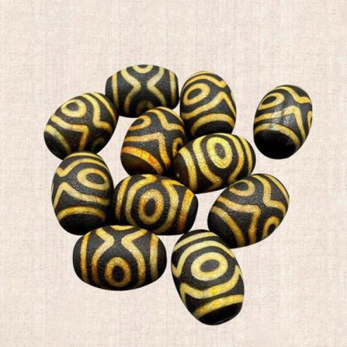 Perles agate dzi tibétaine naturelle, agate Tibétaine, DIY, Jaune, 30x20mm, Vendu par PC