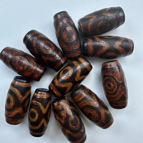 Naturlige tibetanske Agate Dzi Beads, Tibetansk agat, du kan DIY, rød, 30x14mm, Solgt af PC