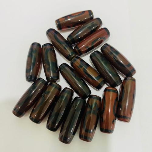 Naturlige tibetanske Agate Dzi Beads, Tibetansk agat, du kan DIY, sort, 10x30mm, Solgt af PC