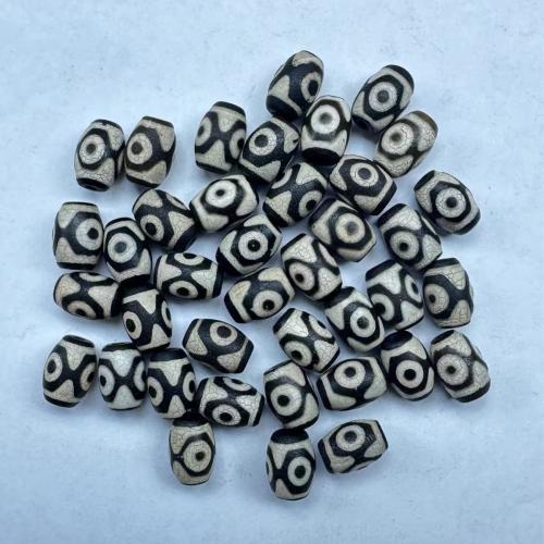 Naturliga tibetanska agat Dzi Pärlor, DIY, svart, 10x14mm, Säljs av PC