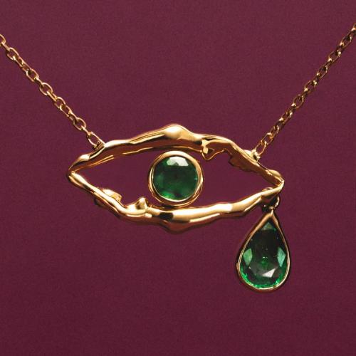 Brass Jewelry Set finger ring & earring & necklace with Gemstone Vacuum Ion Plating for woman Length 45 cm Sold By PC