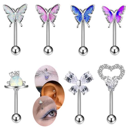 Messing Dermal Anker, forgyldt, Unisex & forskellige stilarter for valg & Micro Pave cubic zirconia & emalje, dermal anchor length 10-20mm, Solgt af PC