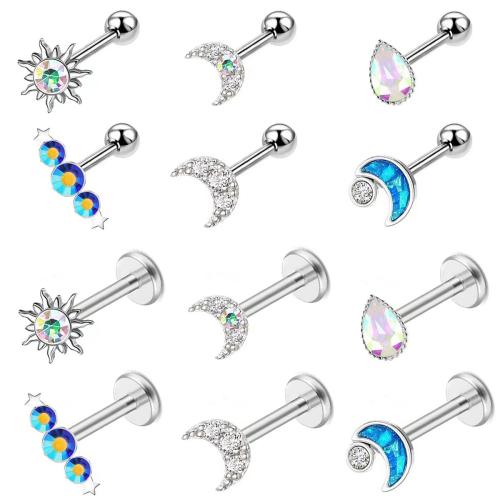 Brass Dermal Anchor plated Unisex & micro pave cubic zirconia Sold By PC