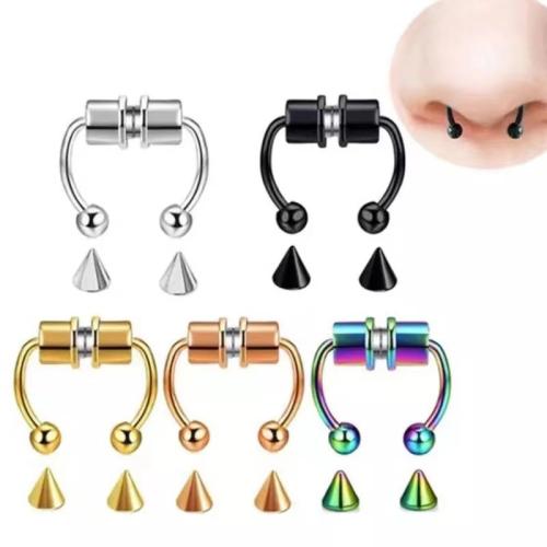 304 Stainless Steel Nose Piercing Jewelry plated Unisex & with magnetic & with rhinestone 10mm Sold By PC