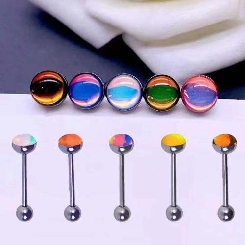 Aço inoxidável 304 piercing para língua, unissex & esmalte, Mais cores pare escolha, 16x7mm, vendido por PC