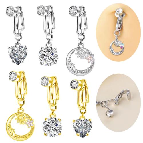 سبائك الزنك حلقة البطن, مطلي, للجنسين & أنماط مختلفة للاختيار & مع حجر الراين, belly ring length 25-30mm, تباع بواسطة PC